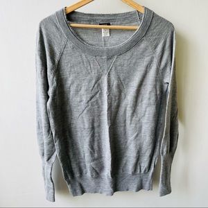 J Crew 100% Merino Wool Beaded Neck Grey Sweater